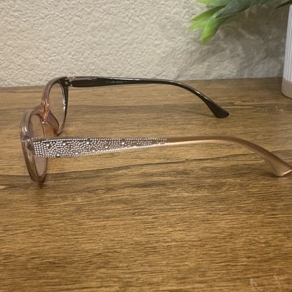 Brown Rhinestone Reading Glasses, +1.50 - Picture 5 of 7